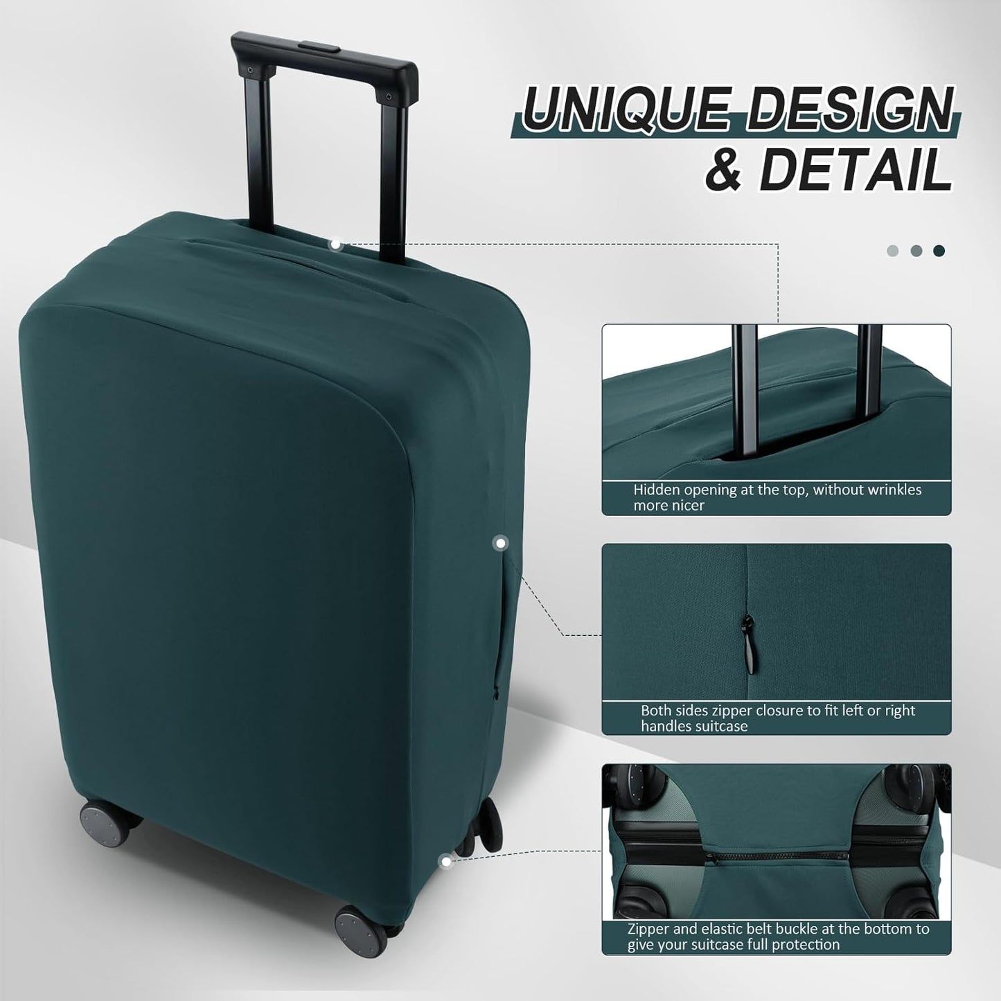Travel Luggage Cover - Scratch-Resistant Fit 19-33 Inch, Avocado Green, 3XL