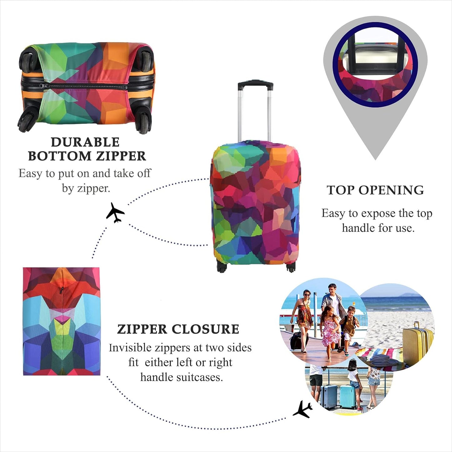 Explore Land Travel Luggage Cover Suitcase Protector Fits 23-26 Inch Case (Geometry, M)