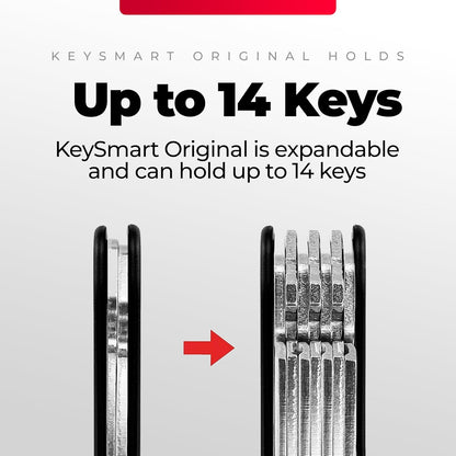 KEYSMART Key Holder for Keychain - Compact Key Organizer for Key Chain, Minimalist Clutter-Free EDC Keychains Key Ring, Red Forged Carbon Fiber, 14 Keys