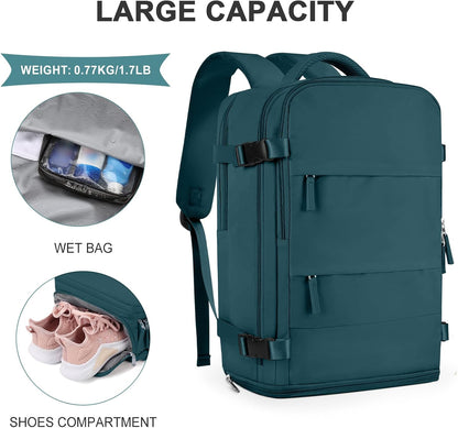 coowoz Travel Backpack For Women Men,Carry On Backpack,Hiking Backpack Waterproof Outdoor Sports Rucksack Casual Daypack Travel Essentials(Peacock Blue)