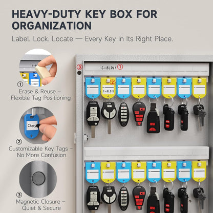 WeHere 192 Key Lock Box Wall Mount, APP Bluetooth/One Time Password/Wi-Fi Remote/Fixed Code/Key Unlock, Smart Key Cabinet, Key Organizer Box for Car Dealert, Hotel, Office, Real Estate Key Manage
