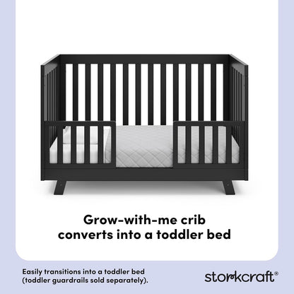 Storkcraft Beckett Convertible Crib (Black) – Converts from Baby Crib to Toddler Bed and Daybed, Fits Standard Full-Size Crib Mattress, Adjustable Mattress Support Base