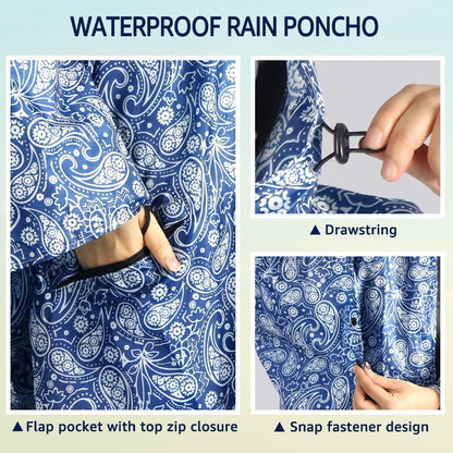 ANYOO Waterproof Rain Poncho Lightweight Reusable Hiking Hooded Coat Jacket for Outdoor Activities
