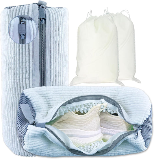 XXL Shoe Washing Machine Bag - 2-Pack Reusable Shoe Cleaning Bags, 360° Deep Clean for Tennis Shoes, Sneakers and Slippers, Includes 2 Shoe Storage Dust Bags (White)