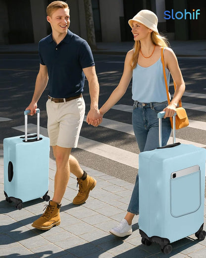 Slohif Luggage Cover for Suitcase Tsa Approved Protector - Luggage Sleeve Suit Case Cover Travel Stretch Large Baggage Case Protective Washable Fit 26-28 Inch Light Blue