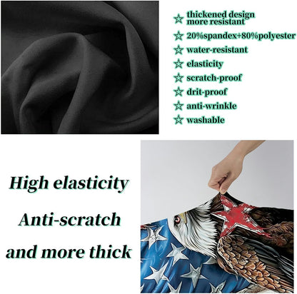 Luggage Cover + Tag, Eagle American Flag Travel Suitcase Protector for 18-20 inch Luggage (S) with Concealed Zipper, Washable Elastic Cloth, Dustproof, Anti-Scratch