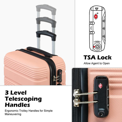 LONG VACATION 6 Piece ABS+PC Hardshell Luggage Set with Spinner Wheels, Lightweight suitcase set with TSA Lock & YKK Zipper
