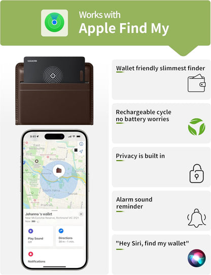 LULULOOK Wallet Tracker Card, Ultra Slim Airtag Wallet Works with Apple Find My (iOS Only), Wireless Rechargeable GPS Smartcard Tracker for Luggage, Tags, Passport, Purse, IP68 Waterproof, 3Pack