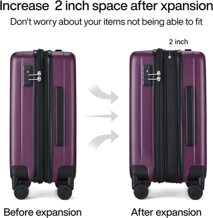 Hanke 29 Inch Expandable Checked Luggage Lightweight PC Hard Shell Luggage Suitcases with Wheels Tsa Luggage Rolling Large Suitcase Travel Luggage Bag for Study Abroad(Purple)