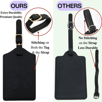 Luggage Tag PU Leather for Suitcase Baggage Handbag Travel Bag Label Suitcase Tag Label Tag w. Name Card & Privacy Cover (I)