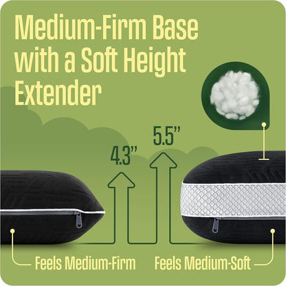 Camping Pillow: Dual Cover, Memory Foam Travel Pillow, Medium Firm Camp Pillow, Camping Pillows for Sleeping, 5 Layers for Support, Small Travel Pillow,Small Portable Pillow 10x16 Inches (Black)