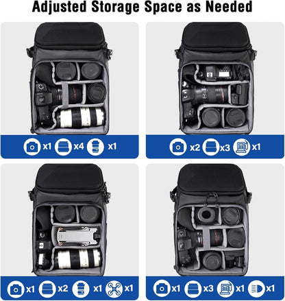 MOSISO Camera Backpack, DSLR Camera Bag with Waterproof Rain Cover, Honeycomb Hardshell Case Photography Travel Backpack with 15-16 inch Laptop Compartment & Tripod Holder for Canon/Nikon/Sony, Black