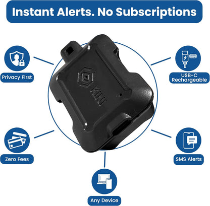 Kini SafeAlert WiFi Motion Sensor Alarm | Real-Time SMS Notification | Wireless Motion Detector for Gun Safes, Cabinets, Home, Apartments, Office | Easy Install, No Subscription, Rechargeable Battery