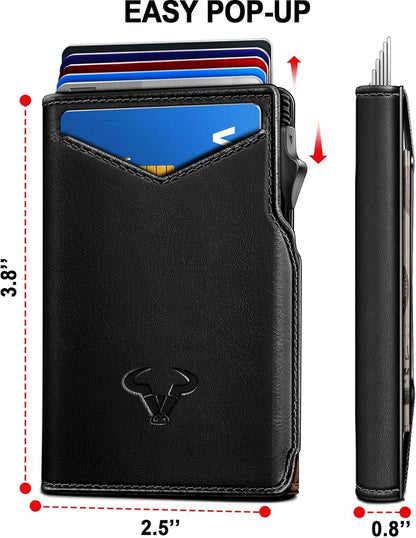 BULLIANT Men Wallet Gift Boxed,Slim Front Pocket Wallet Money Clip Card Holder 3.8"x2.7",Pop-up Access