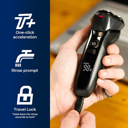 Cordless Electric Razor for Men: 3-in-1 Shaver for Beard/Nose/Sideburns - IPX7 Waterproof Travel Kit - Turbo Speed & Precision Blades