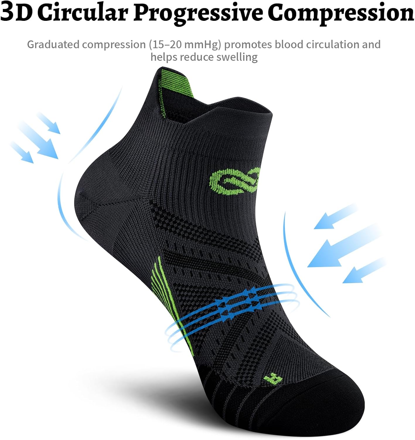 PAPLUS Ankle Compression Sock for Men and Women 2/4/6 Pairs, Low Cut Compression Running Sock with Ankle Support