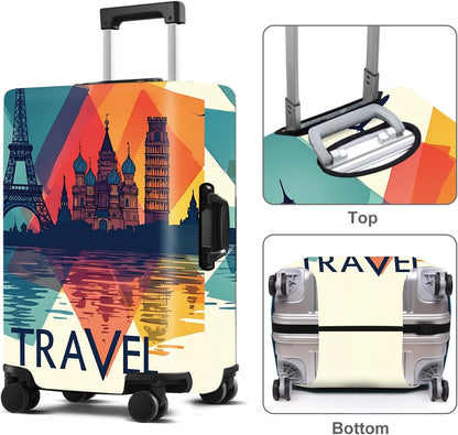 Luggage Cover Washable Suitcase Protector Anti-Scratch,Stretchable Fit for 20-34Inch Luggage Durable Travel Bag Cover with Zipper Closure (Travel-1, L(fits 28-30Inch suitcase))