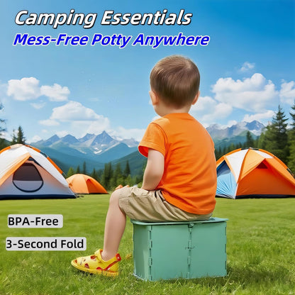 Travel Potty,Portable Potty Seat Foldable Travel Training Toilet Seat,Foldable Toilet for Outdoor Camping (Green)