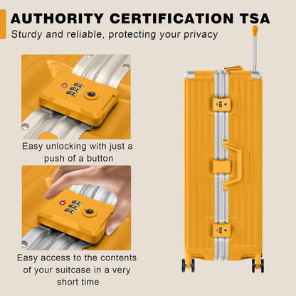 AnyZip Luggage PC+ABS Aluminum Frame Zipperless Checked Luggage Hard Shell Suitcase with TSA Lock Double Spinner Wheels 28 Inch Orange