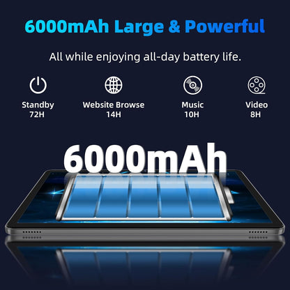 Android 14 Tablet,10 inch Tablets, Octa Core Processor, 10GB+64GB+512GB Expansion, 1280x800 HD IPS Display Screen, Wi-Fi6, Dual Camera, 6000mAh Battery Tablet PC,Support Widevine L1 Google Kids Space