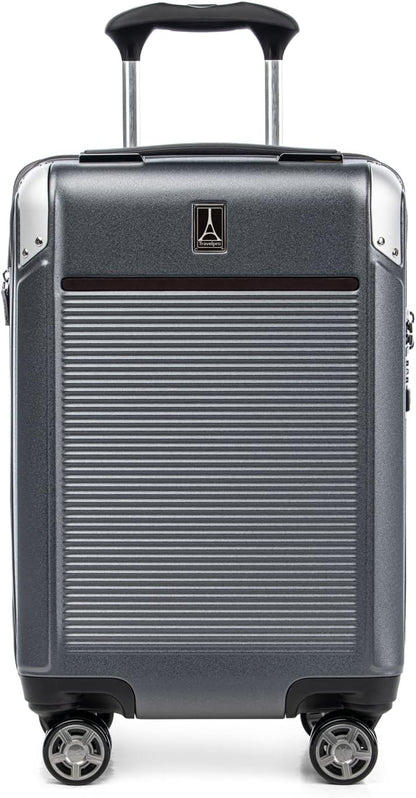 Travelpro Platinum Elite Hardside Expandable Carry on Luggage, 8 Wheel Spinner, TSA Lock, Hard Shell Polycarbonate Suitcase, Vintage Grey, Compact Carry on 20-Inch