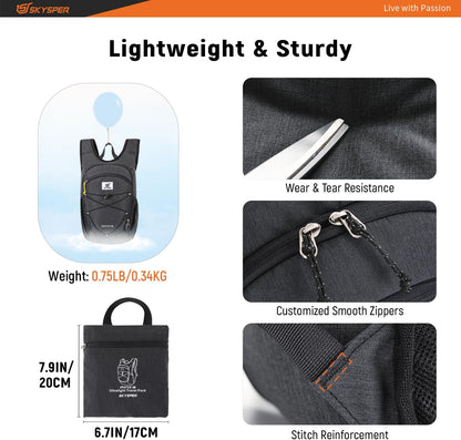 SKYSPER 15L/20L Foldable Hiking Backpack Lightweight Packable Travel Daypack with Chest Strap Small Folding Pack for Walking