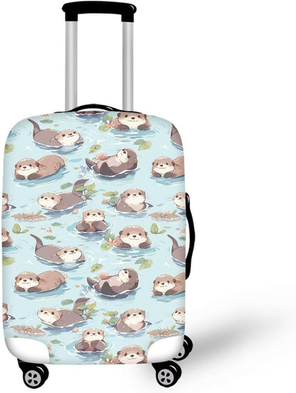 Otter Print Suitcase Cover Fit 26-29 Inch Travel Luggage Covers with Zipper Non Slip Luggage Cover for Suitcase Zip Closure Elastic Suitcase Cover Protector Cute Baggage Cover