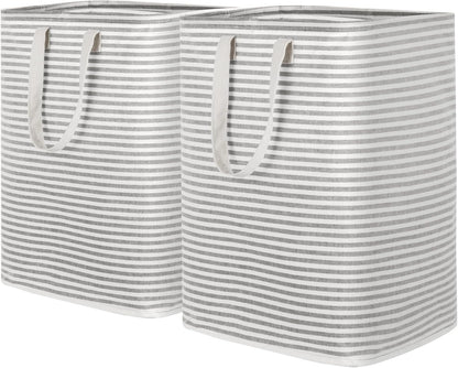 Lifewit 2 Pack Laundry Hamper Large Collapsible Laundry Baskets, Freestanding Waterproof Clothes Hamper with Easy Carry Handles in Laundry Room Bedroom Bathroom College Dorm for Adults, Grey, 2 x 90L