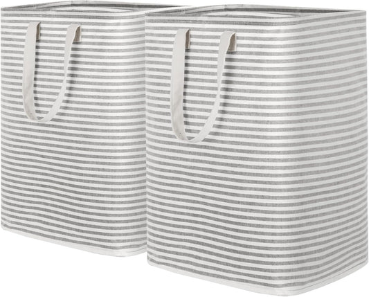 Lifewit 2 Pack Laundry Hamper Large Collapsible Laundry Baskets, Freestanding Waterproof Clothes Hamper with Easy Carry Handles in Laundry Room Bedroom Bathroom College Dorm for Adults, Grey, 2 x 90L