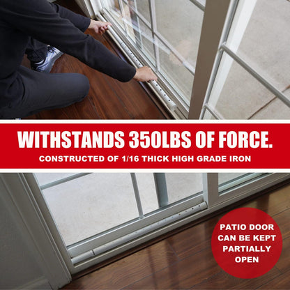 SECURITYMAN 2-in-1 Door Security Bar & Sliding Patio Door Security Bar (2 Pack) via Interchangeable Caps - Heavy Duty Iron Construction Door Stoppers for Home, Apartment, Travel Hotel - White