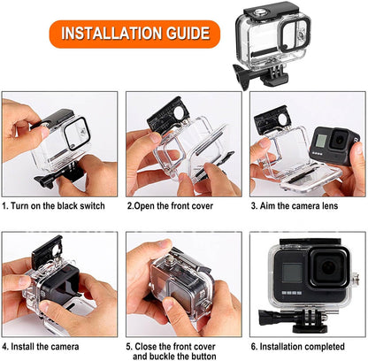 Compatible for Go Pro Hero 13 12 11 10 9 Black Waterproof Housing Case 60M/196FT Protective Underwater Diving Case Shell with Cameras Handle Mount Accessories Kit