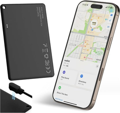 Wallet Tracker Card for Find My (iOS Only), Slim Wallet Finder, Smart Bluetooth Tracker Tag, Tracking Device Item Locator for Wallets Kids Keys Luggage Passport Backpacks Laptop and More