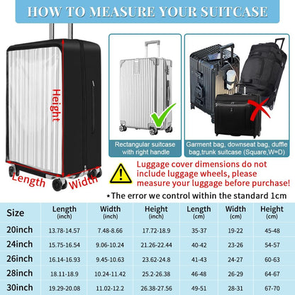 Yotako Upgraded Zippered Transparent PVC Suitcase Cover, No Disassembly Required Clear Luggage Protector for Suitcase Luggage Protector Cover 20''