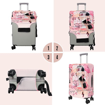 Travel Luggage Cover Suitcase Protector Fits 18-32 Inch Wheel Covers PatternedTravel Related Items Flower Luggage Protector Elastic S