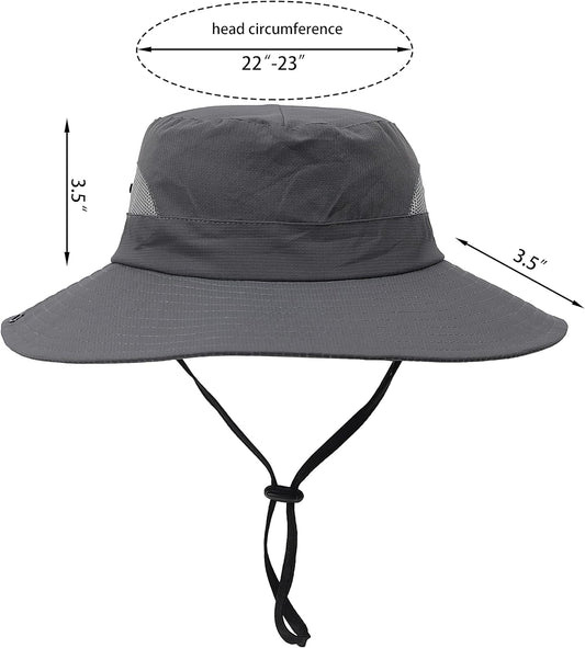 Womens Summer Sun Hat Beach Hat Wide Brim Outdoor UV Protection Hat Foldable Cool Mesh Ponytail Bucket Hat