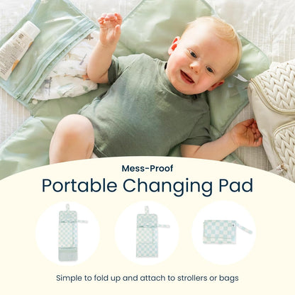 Tiny Twinkle Portable Diaper Changing Pad-Foldable Waterproof Changing Mat | Portable Changing Pad for Travel | Baby Changing Station with Smart Wipes Pocket & Storage (Cotton Candy)