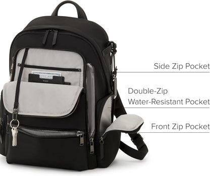 TUMI - Voyageur Celina Backpack - Women's Work and Travel Bag - 16.0" X 10.6" X 6.5" - Holds Up to 16" Laptop - Black & Gunmetal Hardware