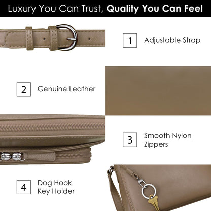 ili New York Genuine Leather Crossbody Bags for Women - Premium RFID Blocking Shoulder Bag Organizer with Adjustable Strap