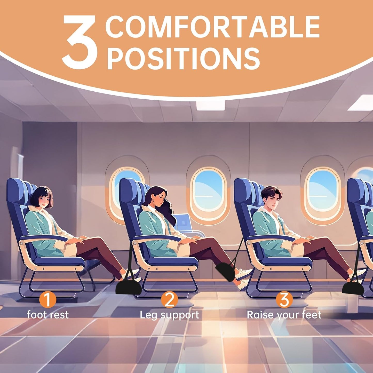 KENTIX Airplane Foot Rest Hammock for Long Flights - Adjustable Travel Foot Sling with Breathable Mesh, Portable Leg Rest for Economy Seats