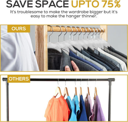 Premium Velvet Hangers 50 Pack Ultra Thin Non Slip Adult Felt Space Saving Suit Hanger for Closet Heavy Duty Coat Pants Jackets Dress Hangers 360° Swivel Hook Hold Upto 10 lbs Silver Birch