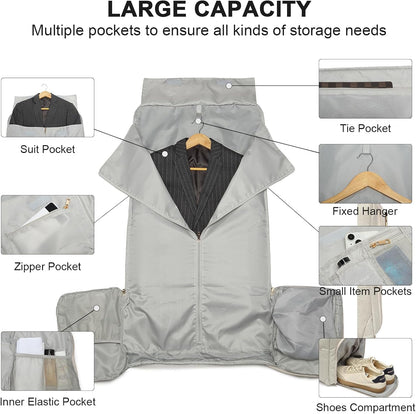 Carry On Garment Bag for Travel, Convertible Travel Garment Bag for Men Women, 2 in 1 Hanging Suitcase Suit Business Travel Bag