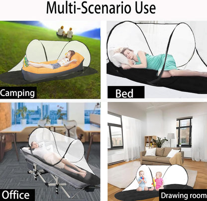 CMINGJ Large Pop Up Mosquito Tent, Portable Foldable Mosquito Net with Bottom for Bed Camping Travel Patio, Suitable for Outdoor Indoor (78 * 28 * 27inch) (Black Bottom)