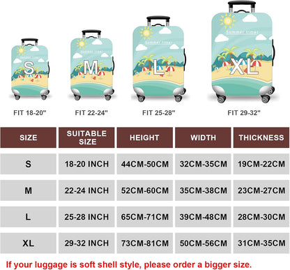 WUJIAONIAO Travel Luggage Cover Baggage Suitcase Cover Protector Skins 18-32 Inch (Beach, L (for 25-28 inch luggage))