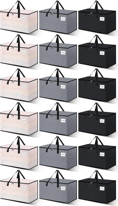 Heavy Duty Moving Bags - Extra Large Packing Bags and Storage Totes, Collapsible and Foldable Option for Moving and Storage, Multicolored, 125 L - 18 Pack