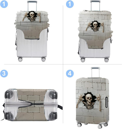 Luggage Cover Washable Suitcase Protector Anti-Scratch,Stretchable Fit for 20-34Inch Luggage Durable Travel Bag Cover with Zipper Closure (Skull, XL(fits 32-34Inch suitcase))