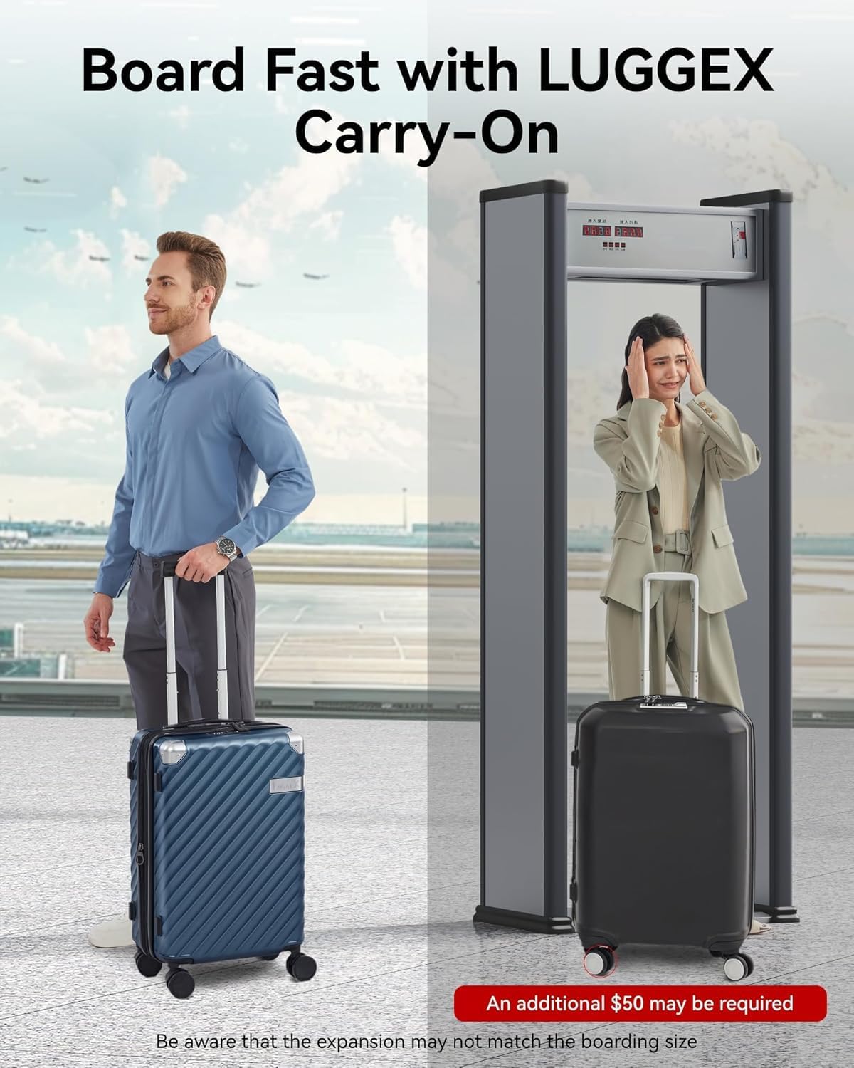 LUGGEX Luggage with Spinner Wheels - Expandable Hard Shell Suitcase With Wheels, Carry-On 20-Inch, Cherry