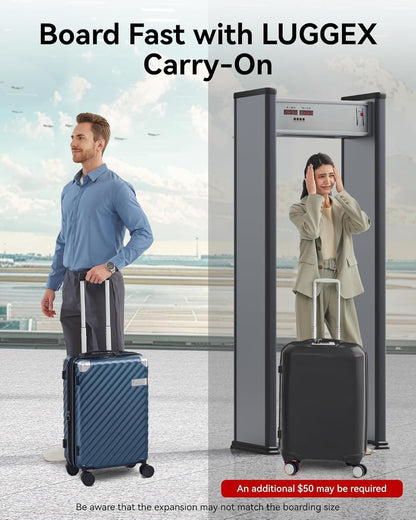 LUGGEX Luggage with Spinner Wheels - Expandable Hard Shell Suitcase With Wheels, Carry-On 20-Inch, Cherry