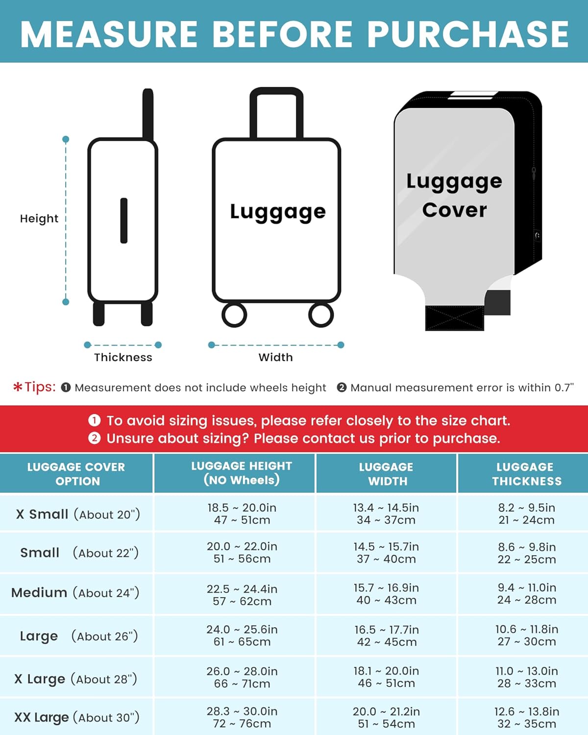 Travelkin Clear Luggage Cover Protectors For Suitcase Transparent TPU Polyester Spandex Suitcase Cover Protector Fit 18-32 Inch Luggage