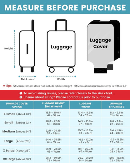 Travelkin Clear Luggage Cover Protectors For Suitcase Transparent TPU Polyester Spandex Suitcase Cover Protector Fit 18-32 Inch Luggage