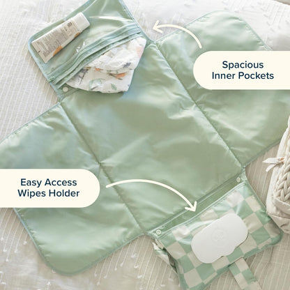 Tiny Twinkle Portable Diaper Changing Pad | Foldable Waterproof Changing Mat | Portable Changing Pad for Travel, Baby Changing Station with Smart Wipes Pocket & Storage (Shine)